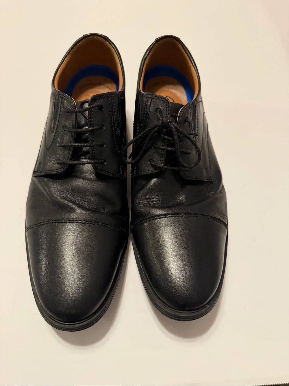Clarks Collection Whiddon Cap Toe Oxford Black Leather Men’s Dress Shoes 9.5M